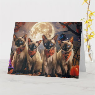 Carte Halloween Éffrayant de chats de Siamese