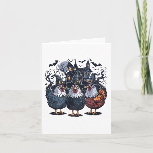 Carte Halloween Éffrayant de poulet sorcier drôle (Devant)