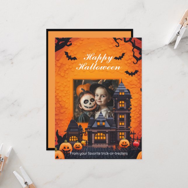 Carte Halloween Éffrayant Family Fun (Devant/Arrière en situation)