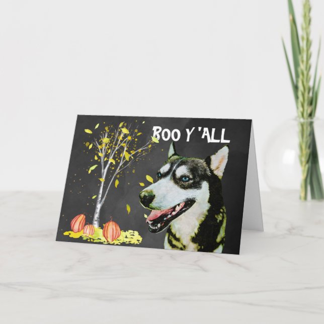 Carte Halloween effrayant Husky (Devant)