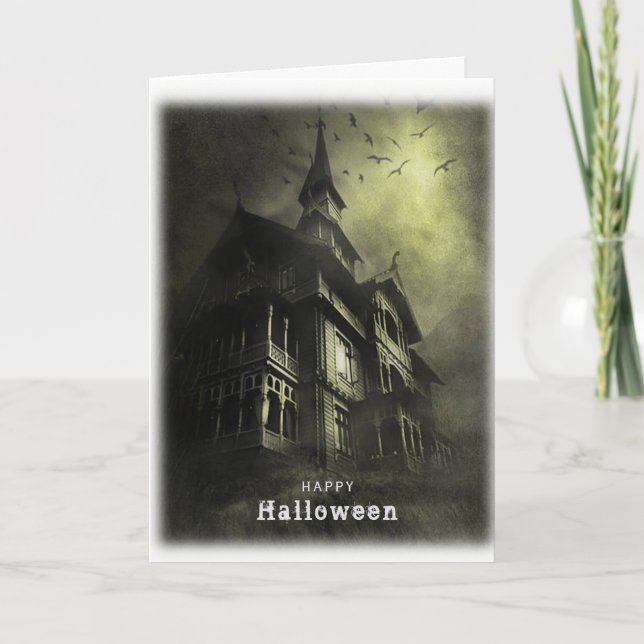 Carte Halloween effrayant maison (Devant)