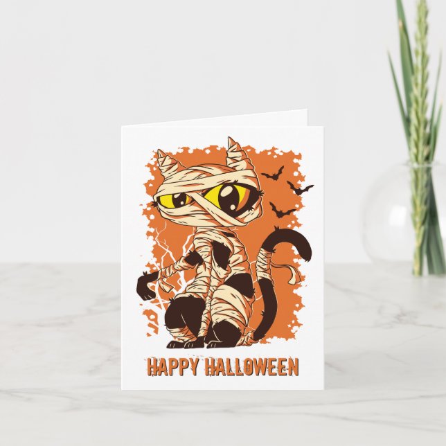 Carte Halloween effrayant maman chat (Devant)