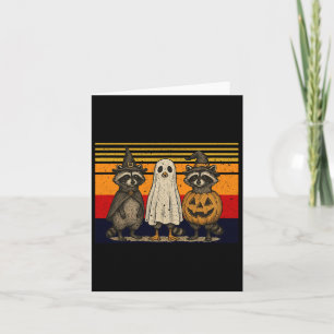 Carte Halloween éffrayante Et Férale Cute Ghost Raccoon 
