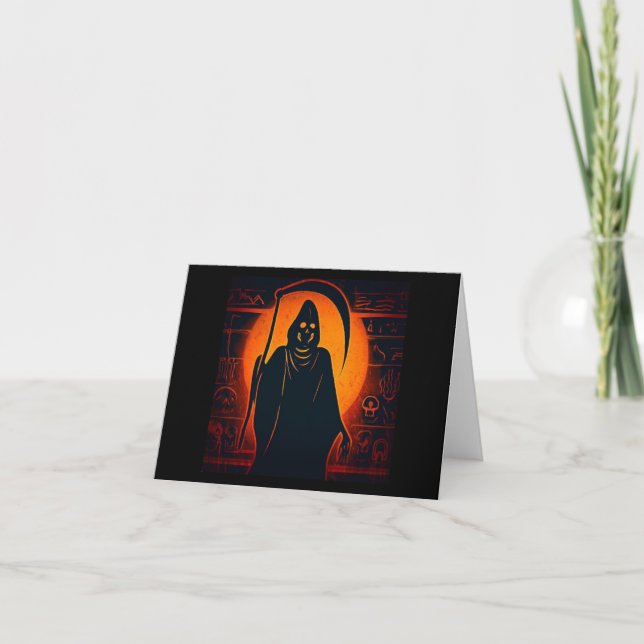 Carte Halloween égyptien Grim Reaper 1 (Devant)