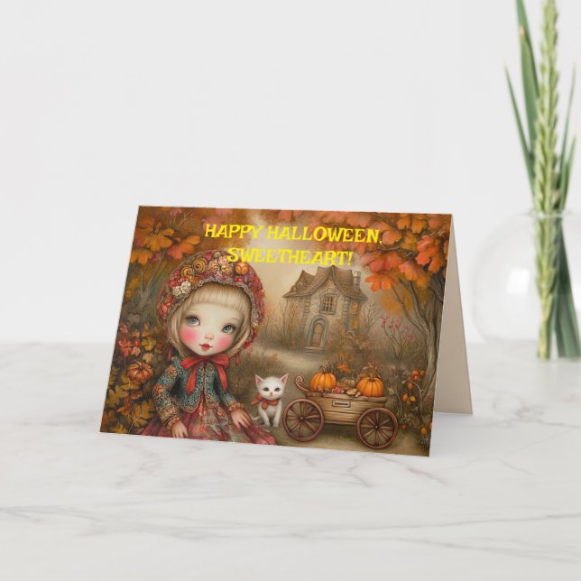 CARTE HALLOWEEN ENCHANTÉE FILLE SUCRÉE (Devant)