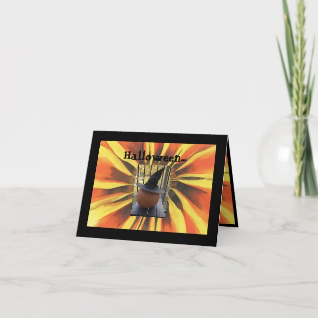 Carte Halloween et porter le Casquette de sorcière (Devant)