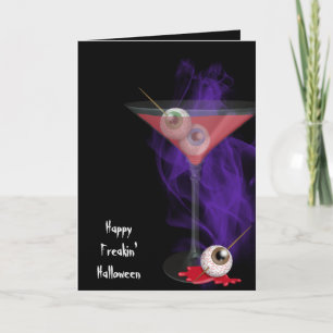 Carte Halloween Eyeball Martini Boire avec de la fumée