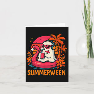 Carte Halloween Fantôme Funny Halloween Flamant rose d'é