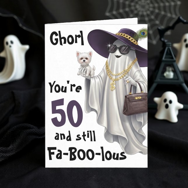 Carte Halloween Fantômes Fantômes Drôle Joyeux 50e anniv (Halloween Ghost Womens Funny Happy 50th Birthday Card
)