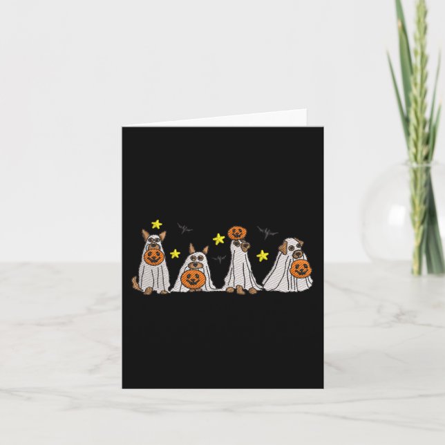 Carte Halloween Femmes Ghost Chien Broderie Effet Concep