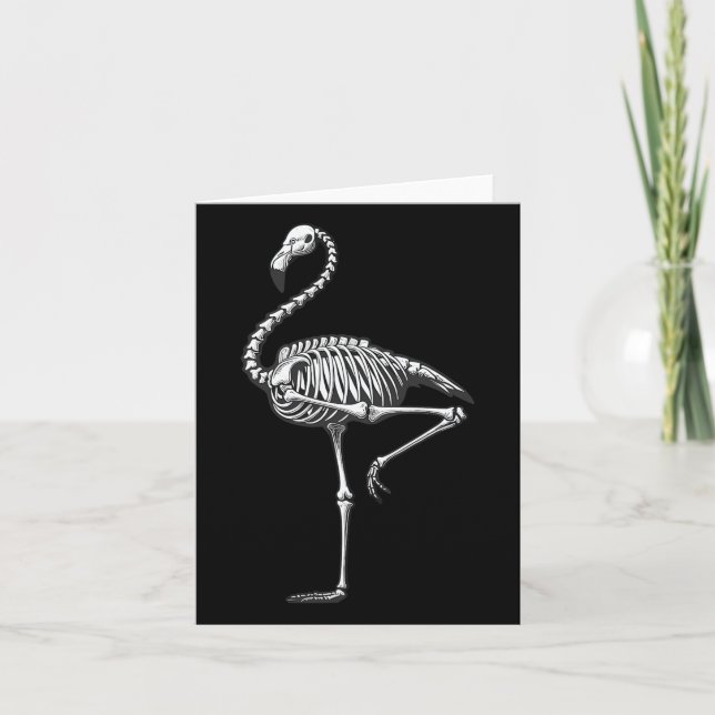 Carte Halloween Flamant rose squelette (Devant)