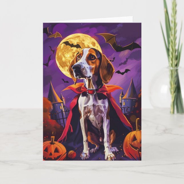 Carte Halloween Foxhound Américain Citrouille Épouvantab (Devant)
