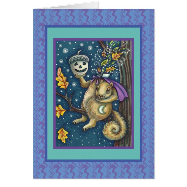 CARTE HALLOWEEN FUNNY, SQUIRREL DE COUCHER (Devant)