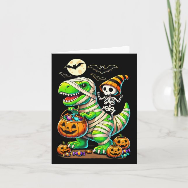 Carte Halloween Funny T Rex Dinosaur Mummy Boys Trick Tr (Devant)