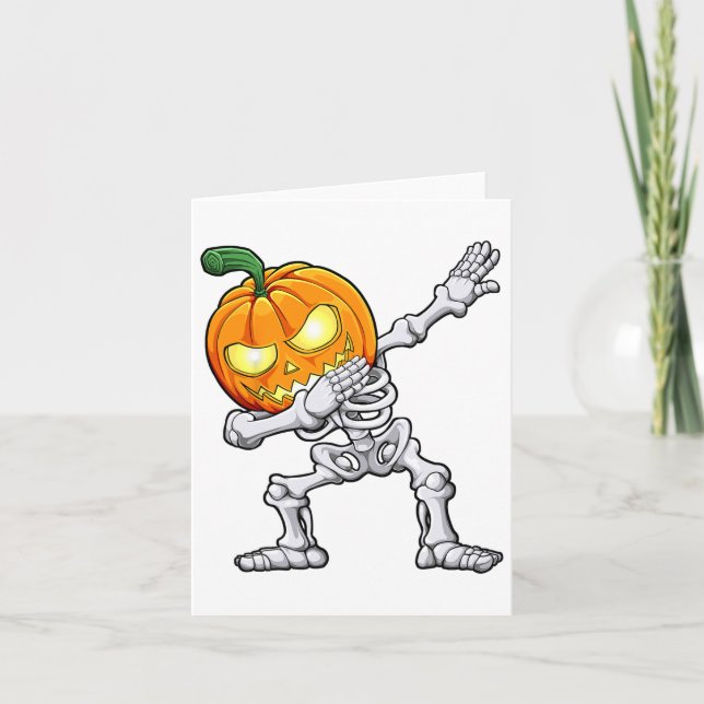Carte Halloween garçons Dabbing Skeleton Citrouille effr (Devant)