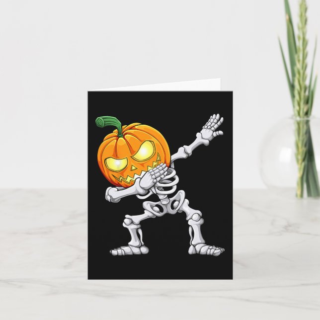 Carte Halloween garçons Dabbing Skeleton Citrouille effr (Devant)