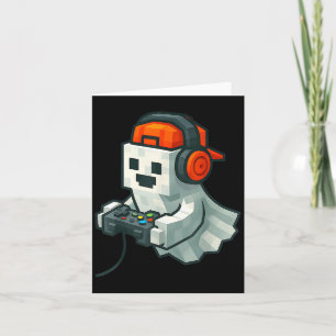 Carte Halloween Ghost Gamer Funny Pixel Video Gaming Boy
