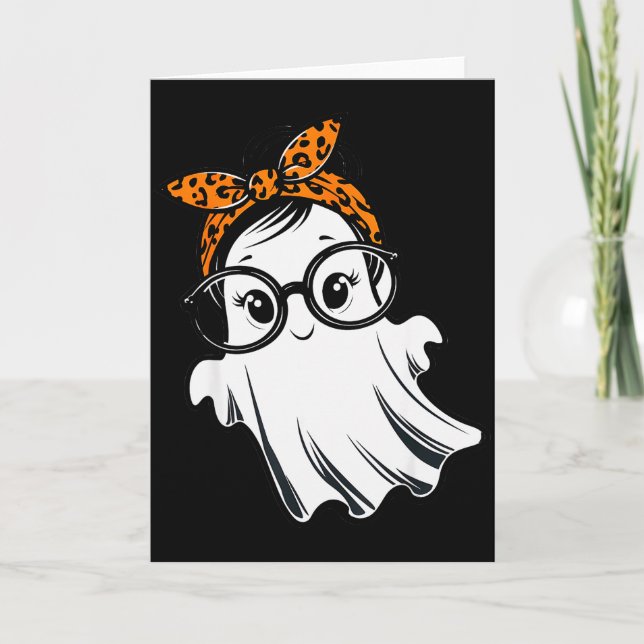 Carte Halloween Ghost Gles Girl Ghost Costume Eyegl Wome (Devant)