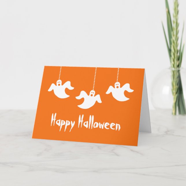 Carte Halloween Ghosts, Orange (Devant)