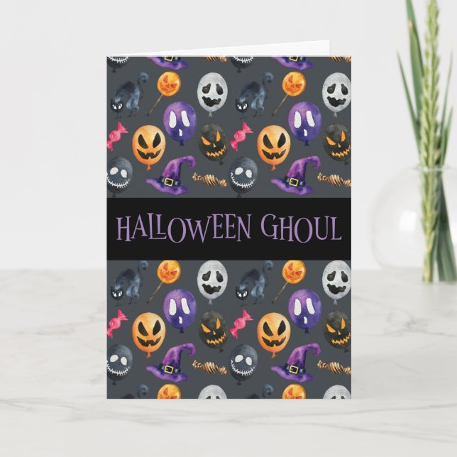 Carte "Halloween Ghoul" Grey Motif d'Halloween (Devant)
