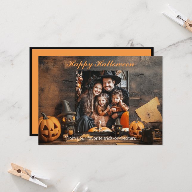 Carte Halloween Ghoul-tastic Salutations (Devant/Arrière en situation)