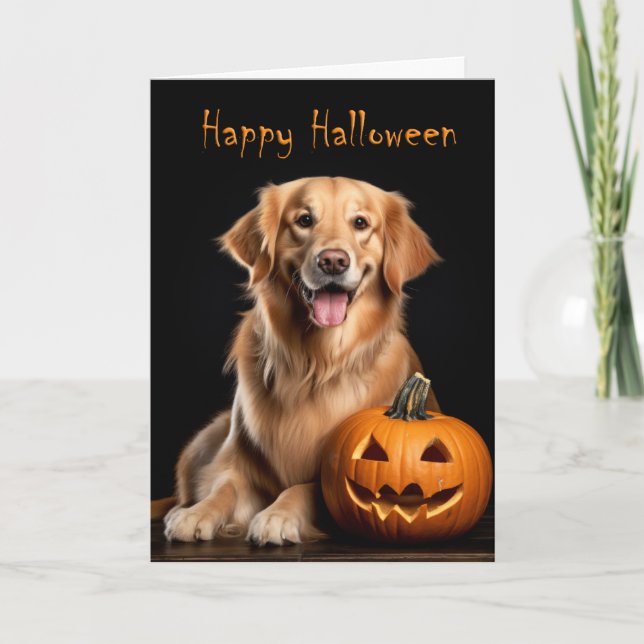 Carte Halloween Golden Retriever (Devant)