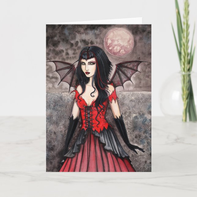 Carte Halloween gothique de fée vampire (Devant)