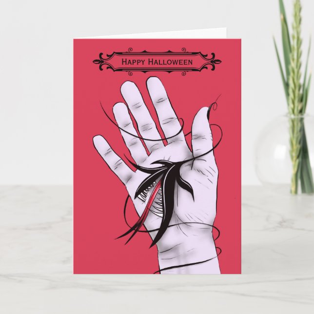 Carte Halloween gothique déplaisant à la main Monstre de (Devant)