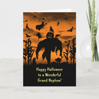 Carte Halloween Grand ou Petit-Neveu Épouvantail Sorcièr