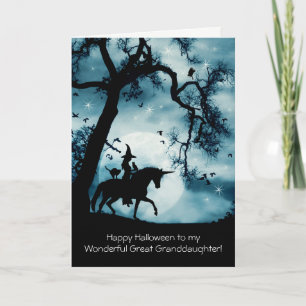 Carte Halloween Grand-Petite-Fille Chouette et Chat