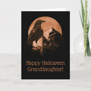 Carte Halloween Grandgirl Cats et Raven