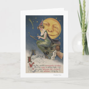Carte Halloween GreetingWitch en vol