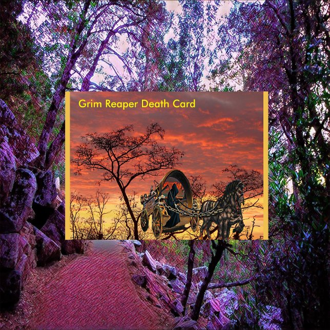 Carte Halloween Grim Reaper sur le transport de chevaux (Grim Reaper Death Card)