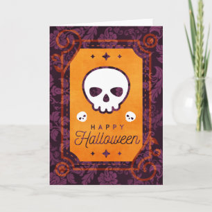 Carte Halloween Happy Crâne blanc