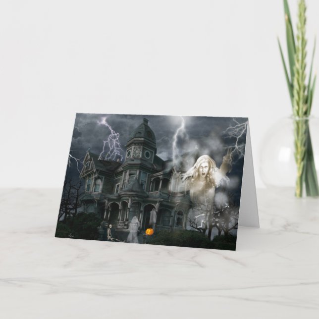 Carte Halloween Haunween Maison Sortez Tandis Que Vous P (Devant)