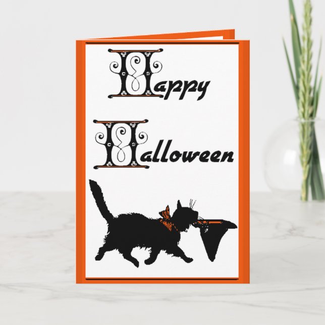 Carte Halloween heureux d'un chat frais à l'autre (Devant)