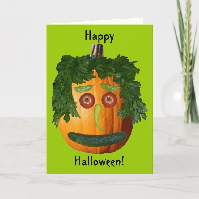 Carte Halloween heureux - Visage Citrouille non coupé (Devant)