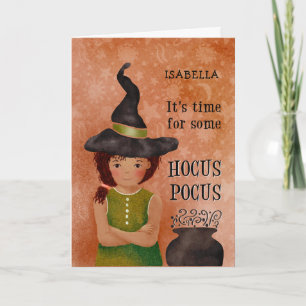 Carte Halloween Hocus Pocus Girl personnalisée