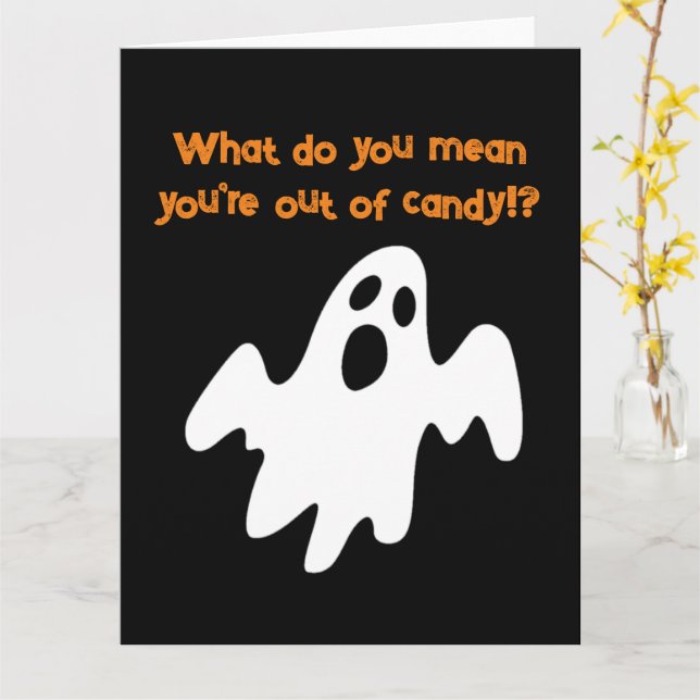 Carte Halloween hors de Candy drôle de fantôme (Fleur jaune)