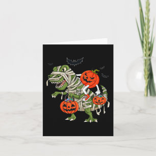Carte Halloween Jack-o'-lantern équitation T Rex Garçons