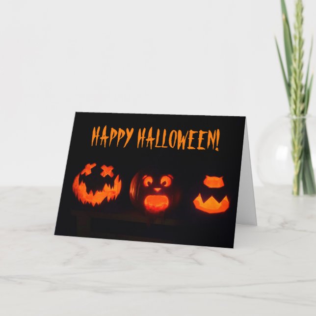 Carte Halloween Jack-o'lanterne effrayant (Devant)