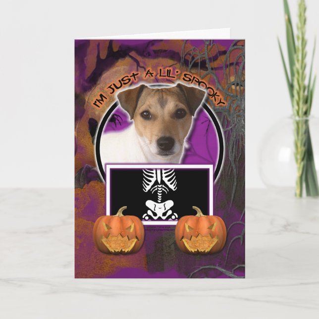 Carte Halloween - juste un Lil éffrayant - Jack Russell (Devant)
