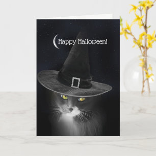 Carte Halloween Kitty avec la sorcière Casquette Darling