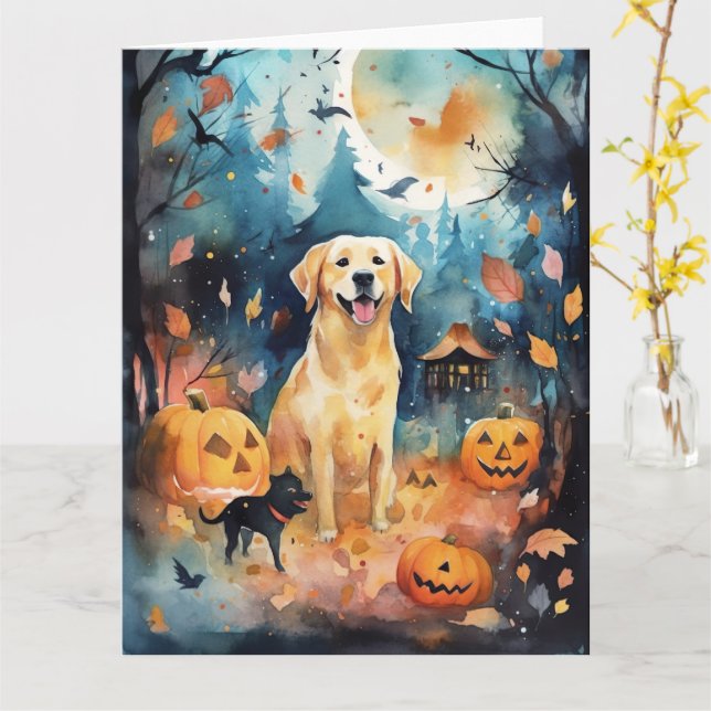 Carte Halloween Lappund finlandais avec citrouilles épou (Fleur jaune)