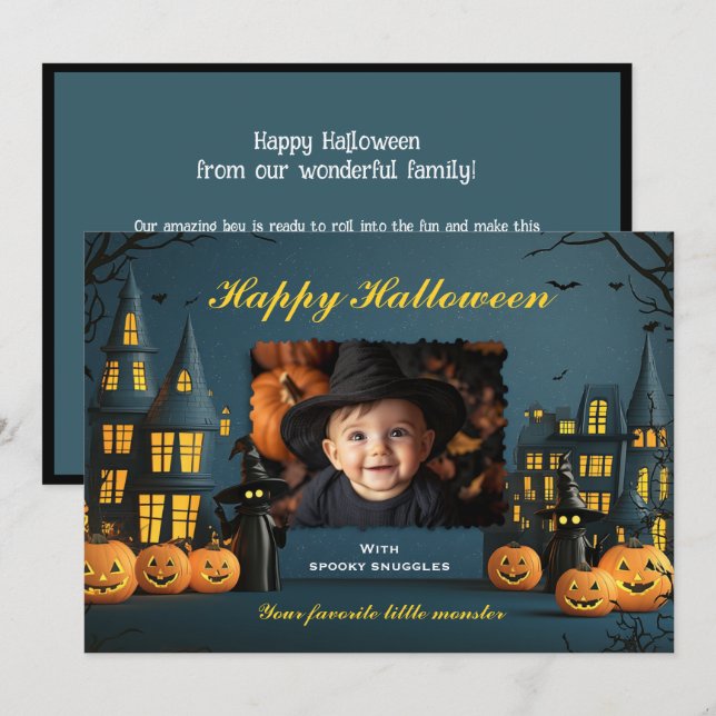 Carte Halloween Le Petit Démoniste (Devant / Derrière)