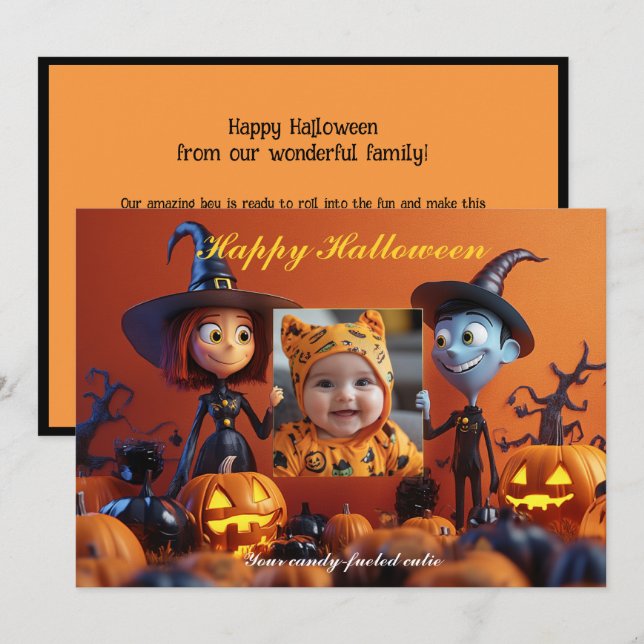 Carte Halloween Le Snap-O-Lanterne Éffrayant (Devant / Derrière)