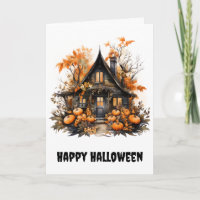 Halloween Maison hantée avec Citrouilles & Foliage