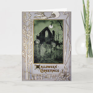 Carte Halloween Maison vintage