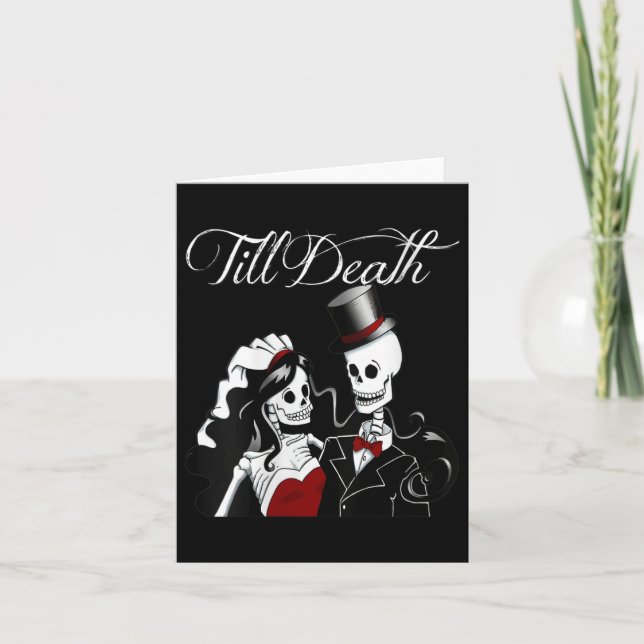 Carte Halloween Mariage gothique mariée Groom Skelet (Devant)