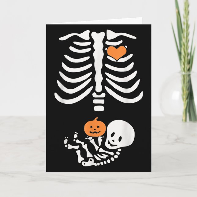 Carte Halloween Maternity Skeleton Baby Heart Pregnancy  (Devant)
